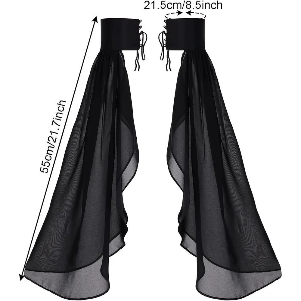 Women's Long Bell Chiffon Black Sleeves Gloves Halloween Accessories Costume